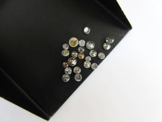 Set Of 5, 2.5mm To 4mm Salt And Pepper Rose Cut Diamond Loose, Natural Grey Black Faceted Flat Back Diamond Rose Cut , DDS496/10