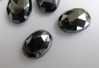 6 Pieces 16x12mm Natural Hematite Oval Shaped Rose Cut Faceted Flat Back Loose Cabochons BB441