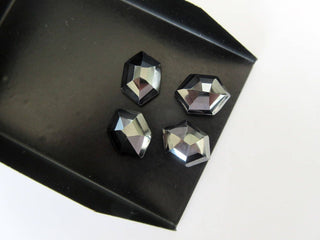 6 Pieces 16x11mm Natural Hematite Shield Shaped Rose Cut Faceted Flat Back Loose Cabochons BB442