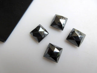 10 Pieces 10x10mm Natural Hematite Princess Shaped Rose Cut Faceted Flat Back Loose Cabochons BB443