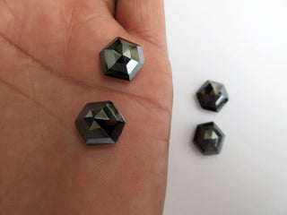 10 Pieces 10x10mm Natural Hematite Hexagon Shaped Rose Cut Faceted Flat Back Loose Cabochons BB445