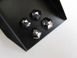 10 Pieces 10x10mm Natural Hematite Hexagon Shaped Rose Cut Faceted Flat Back Loose Cabochons BB445