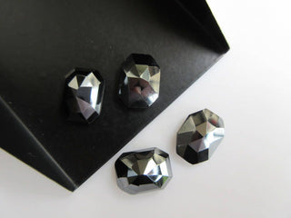 6 Pieces 15x10mm Natural Hematite Emerald Cut Rose Cut Faceted Flat Back Loose Cabochons BB448