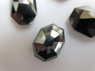 10 Pieces 12x10mm Natural Hematite Black Color Octagon Shaped Faceted Rose Cut Flat Back Loose Cabochons BB462