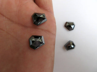 10 Pieces 10x10mm approx. Natural Hematite Fancy Shaped Rose Cut Cabochons Faceted Flat Back Loose Gemstone BB450