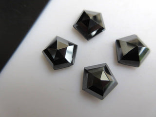 10 Pieces 11x11mm Each Natural Hematite Rose Cut Shield Shaped Faceted Flat Back Loose Gemstone BB464