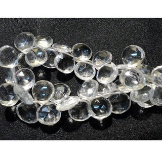 Quartz Crystal Beads, Faceted Gemstones, Heart Briolettes, Faceted Gemstones, 8x8mm, 45 Pieces Approx, 8 Inch Strand