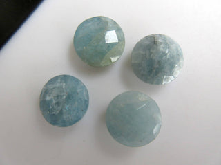 10 Pieces 12x12mm Natural Aquamarine Round Shaped Both Side Faceted Loose Gemstones BB466/2