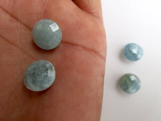 10 Pieces 12x12mm Natural Aquamarine Round Shaped Both Side Faceted Loose Gemstones BB466/2