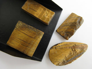 4 Pieces Huge 24mm to 37mm Raw Rough Tiger Eye Mix Shaped Specially Cut For Creating Beautiful Jewelry, BB470