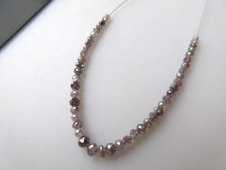 OOAK Rare 3 Inches Of 2mm to 3mm Faceted Round Ball Shaped Pink Purple Diamond Beads, Natural Pink Diamond Beads, Dds499