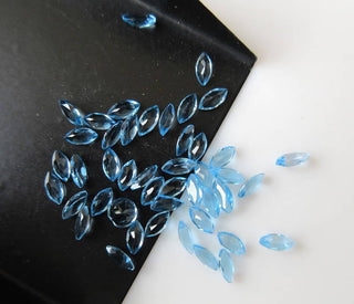 10 Pieces 6x3mm Natural Swiss Blue Topaz Marquise Shaped Faceted Loose Gemstones BB354