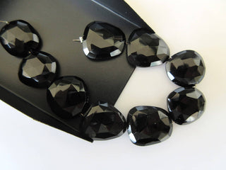 5 Pieces 15mm To 18mm Each Black Onyx Center Side Drilled Faceted Rose Cut Flat Back Loose Cabochons GDS869