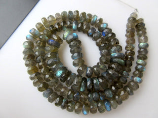 4mm To 9mm Faceted Labradorite Rondelle Beads, Blue Fire Gem Stone, Labradorite Gemstone Beads, 18 Inch Full Strand, GDS872