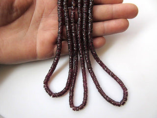 Garnet Faceted Round Heishi Beads, Faceted Tyre Beads, Natural Garnet Rondelle Beads, 16 Inch 5mm Beads, GDS880