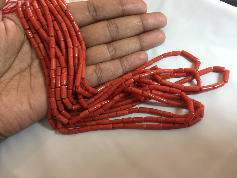Smooth Tube Shape Gorgeous Red Coral Beads, Size 4x7mm Available, Sold per  String 16 inches Long, Italian Red Coral AAA Quality Gemstones