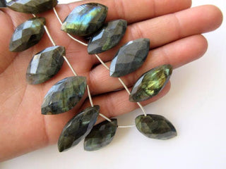 Flashy Blue Labradorite Marquise Shaped Briolette Beads, Faceted Labradorite Stone, Sold As 10 Pieces, GDS818