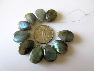 10 Pieces Labradorite Pear Shaped Briolette Beads, 15x20mm Beads, Labradorite Gemstone Beads, DDS886