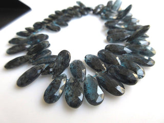 Rare Teal Blue Moss Kyanite Long Pear Shaped Faceted Briolette Beads, 14mm To 15mm Long Kyanite Beads, 9 Inch Full Strand, GDS894