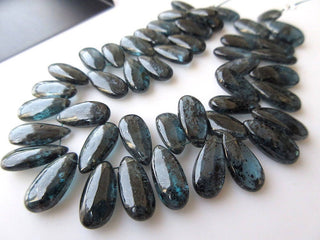 Rare Teal Blue Moss Kyanite Long Pear Shaped Smooth Briolette Beads, 14mm To 15mm Long Kyanite Beads, 7 Inch Full Strand, GDS895