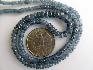 Multi Strand Teal Blue Moss Kyanite Necklace, Blue Kyanite Faceted Rondelle Beads,  3mm To 6mm Beads, GDS896