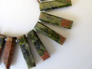 Natural Unakite Long Baguette Shaped Step Cut Side Drilled Faceted Cabochon, Unakite Briolette Beads, Unakite Jewelry, GDS899