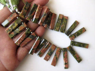 Natural Unakite Long Baguette Shaped Step Cut Side Drilled Faceted Cabochon, Unakite Briolette Beads, Unakite Jewelry, GDS899