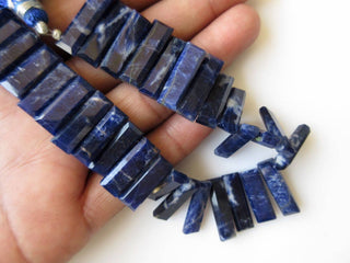 Natural Sodalite Long Baguette Shaped Step Cut Side Drilled Faceted Cabochon, Sodalite Briolette Beads, Sodalite Jewelry, GDS900