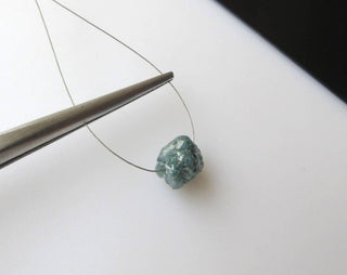 6mm Blue Rough Diamond Drilled Bead, Natural Diamond Bead, Raw Rough Diamond Bead, DDS494/19