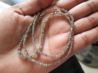 16 Inches Clear Cognac Color Faceted Diamond Beads, 2mm To 4mm Clear brown Champagne Diamond Faceted Beads, DDS494/20