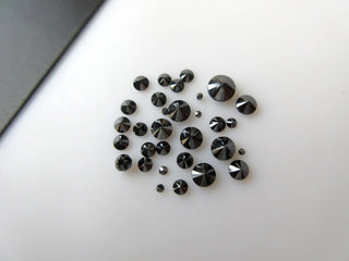 1 Carat 1mm/2mm/3mm Round Brilliant Cut Faceted Black Diamonds Loose, Black Solitaire Natural Loose Diamonds, DDS496/1