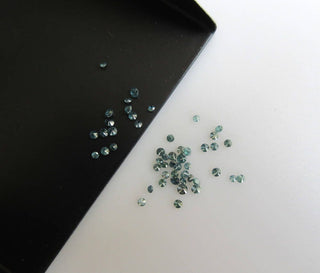 20 Pieces 1mm To 2mm Blue Brilliant Cut Faceted Round Shaped Diamonds Loose, Natural Blue Solitaire Diamonds, DDS496/4