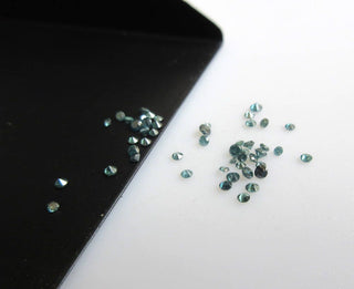 20 Pieces 1mm To 2mm Blue Brilliant Cut Faceted Round Shaped Diamonds Loose, Natural Blue Solitaire Diamonds, DDS496/4