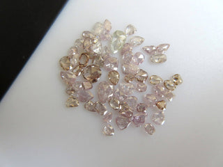 Set Of 5 Mix Shaped Clear Light Pink Brown Rose Cut Diamond Loose, Natural Faceted Pink Diamond Brilliant Cut, 2.5mm To 3.5mm Each, DDS496/8