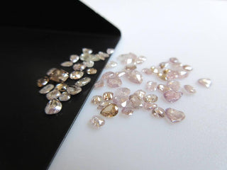 Set Of 5 Mix Shaped Clear Light Pink Brown Rose Cut Diamond Loose, Natural Faceted Pink Diamond Brilliant Cut, 2.5mm To 3.5mm Each, DDS496/8