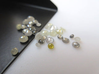 Set Of 6, 2mm To 4mm White, Salt And Pepper Rose Cut Diamond Loose Faceted Flat Back Cabochon, Excellent Cut Height And Lustre, DDS496/9