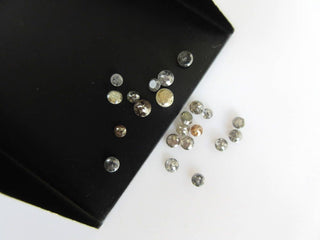 Set Of 5, 2.5mm To 4mm Salt And Pepper Rose Cut Diamond Loose, Natural Grey Black Faceted Flat Back Diamond Rose Cut , DDS496/10