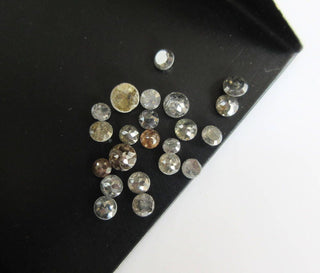 Set Of 5, 2.5mm To 4mm Salt And Pepper Rose Cut Diamond Loose, Natural Grey Black Faceted Flat Back Diamond Rose Cut , DDS496/10