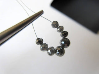 4 Pieces 3mm To 4.5mm Salt And Pepper Round Ball Shaped Grey Black Faceted Diamond Beads, Natural Raw Rough Diamond Beads, Dds496/13