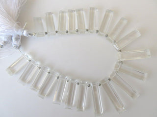 Natural Quartz Crystal Long Baguette Shaped Step Cut Side Drilled Faceted Cabochon, Quartz Crystal Briolette Beads, GDS905