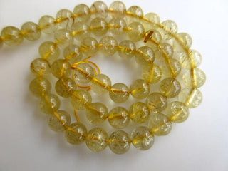 Natural Gold Rutile Quartz Smooth Round Rondelle Beads, 6mm Beads And 7mm Beads, Gold Rutilated Quartz Jewelry, GDS919