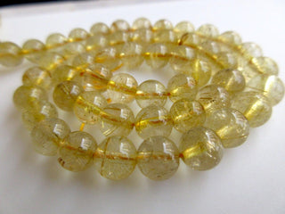 Natural Gold Rutile Quartz Smooth Round Rondelle Beads, 6mm Beads And 7mm Beads, Gold Rutilated Quartz Jewelry, GDS919