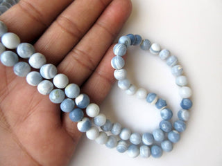 Natural Blue Opal Smooth Round Beads, Peruvian Blue Opal Beads, 10mm To 11mm Opal Beads, Blue Opal Jewelry, GDS914