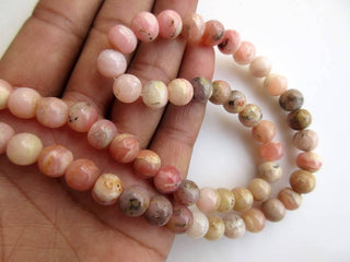 Natural Pink Opal Smooth Round Beads, Peruvian Pink Opal Beads,  6mm To 7mm Beads, 7mm And 9mm Beads, Pink Opal Jewelry, GDS916