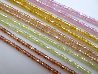 Multi Color Coated Quartz Crystal Rondelle Beads, 3mm Faceted Quartz Crystal Rondelle Beads, 13 Inch Strand, GDS910