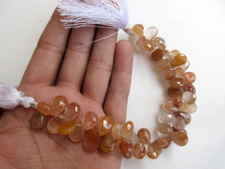 Natural Copper Gold Rutilated Quartz Pear Shaped Faceted Briolette Beads, Copper Rutile Quartz Beads Jewelry, GDS915