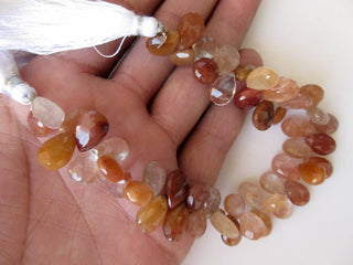 Natural Copper Gold Rutilated Quartz Pear Shaped Faceted Briolette Beads, Copper Rutile Quartz Beads Jewelry, GDS915