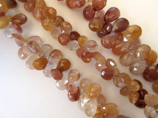 Natural Copper Gold Rutilated Quartz Heart Shaped Faceted Briolette Beads, Copper Rutile Quartz Beads Jewelry, GDS917