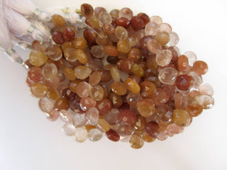 Natural Copper Gold Rutilated Quartz Heart Shaped Faceted Briolette Beads, Copper Rutile Quartz Beads Jewelry, GDS917