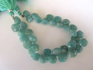 Natural Green Amazonite Heart Shaped Faceted Briolette Gemstone Beads 9mm To 12mm 4/8 inch for Jewelry, GDS925